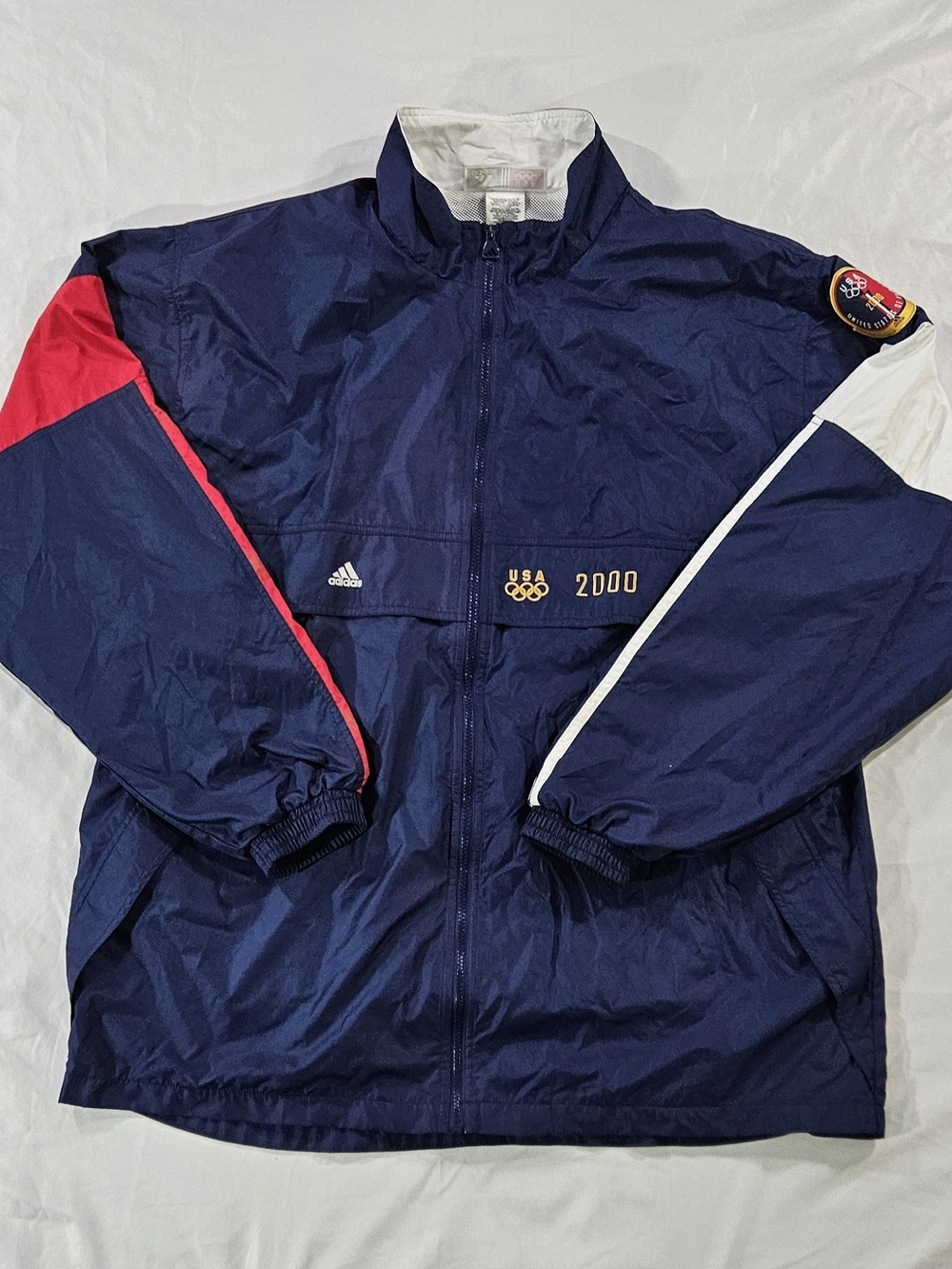 Vtg 2000 Adidas Team USA Sydney Olympics Track Jacket Windbreaker Navy Red XL